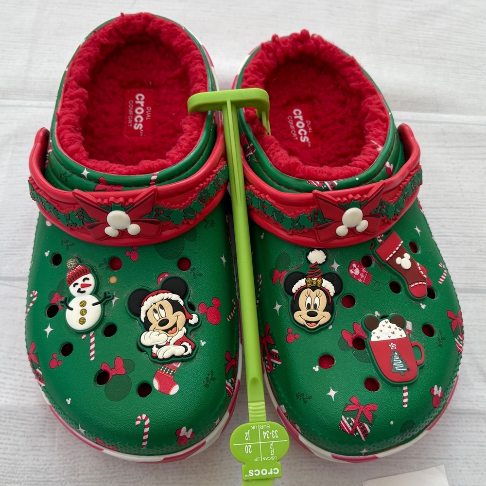CROCS Green Holiday Clogs with Mickey Mouse